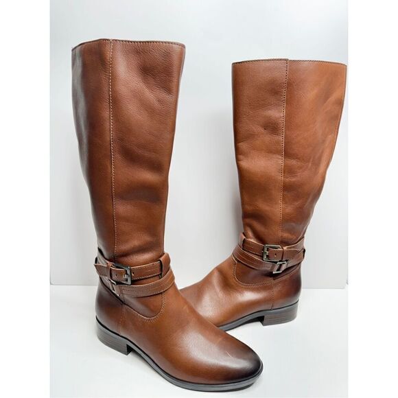 Naturalizer Reid Tall Boots Size 7 Brown Leather Block Heel Cinnamon NEW - Picture 7 of 10